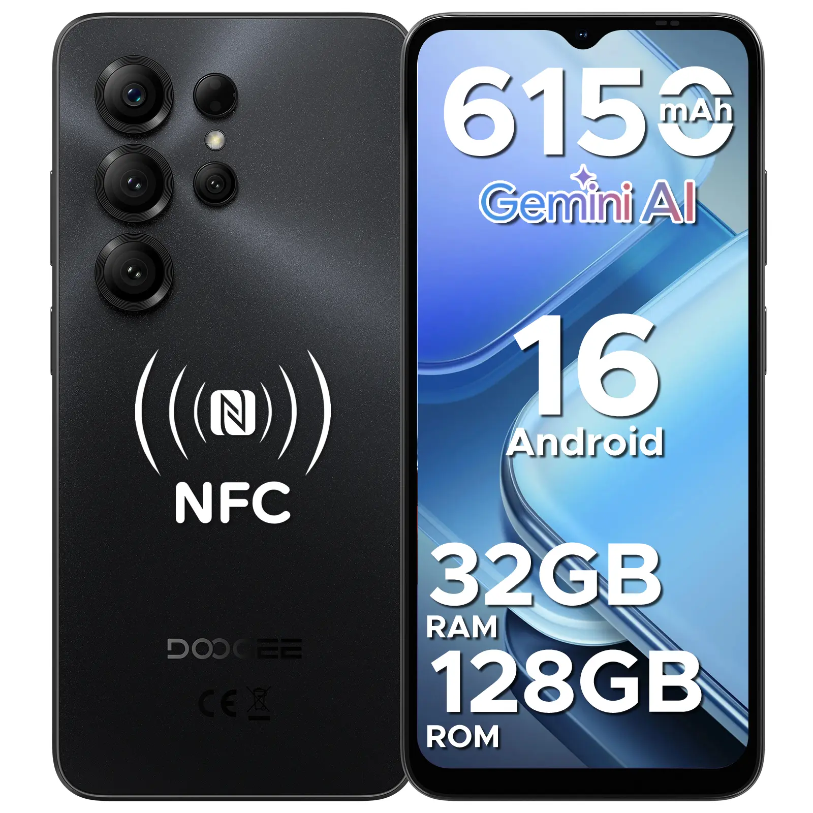 DOOGEE Note56X Pro Android 16, 6150mAh, 32+128GB/2TB, 6.56" 90Hz, Dual SIM, 8.45mm Slim, 13+8MP