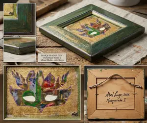Masquerade Resilience Decor - Handmade Wood Frame & Mixed Media on a Canvas by Abel Lugo 2024 Art