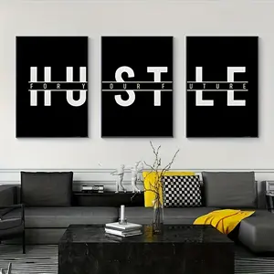 3-Piece Set Wooden Frame Canvas Poster Inspirational Canvas Wall Art, Strive for Your Future Inspirational Wall Art Canvas Painting, Living Room Decorative Wall Art