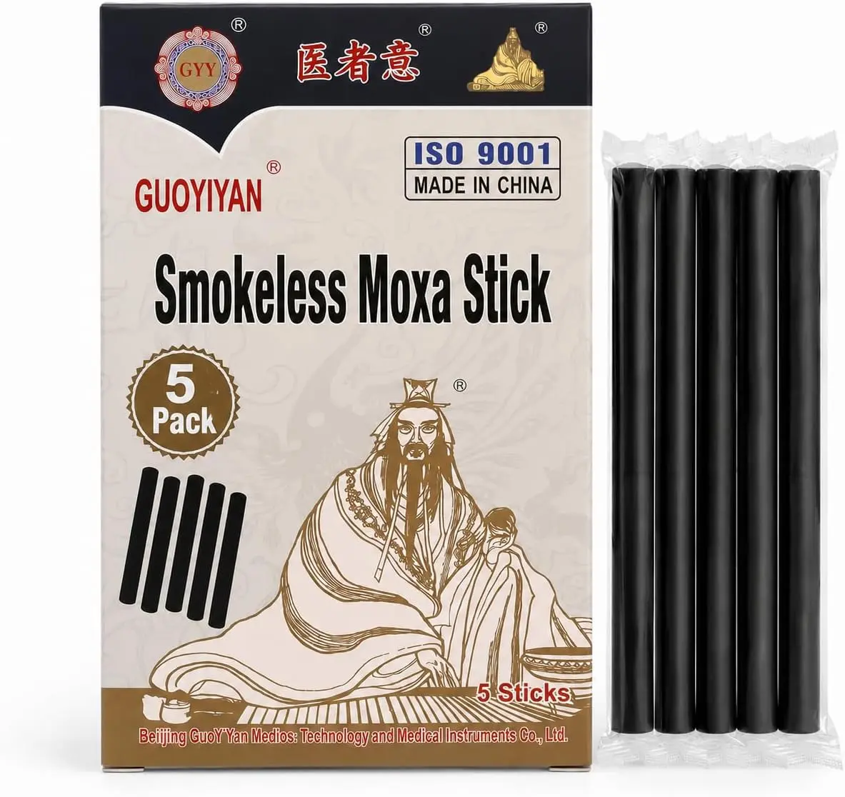 Smokeless Moxa Sticks for Moxibustion Therapy - 5 Pack - Low Smoke Acupuncture Heat Therapy Rolls for Relaxation, Wellness, Massage, & Traditional Chinese Medicine Use – Long Burning & Portable