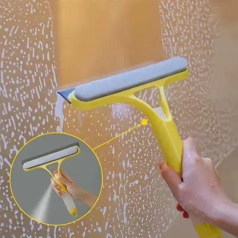 3 in 1 Window Cleaning,Easy To Clean Glass Scraper with Spray Bottle, Multifunctional Household Cleaning Tool,Suitable For Kitchen, Bathroom, Living Room, Floor And Window, Car Windshield, Rearview Mirror Cleaning