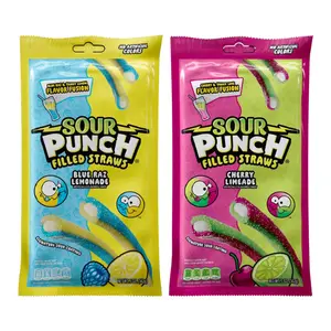 Sour Punch Straws Duo – Raspberry Lemonade & Cherry Lemonade, Sour Candy Favorites, 5 oz Each (Pack of 2) Sweet Tangy Snack Bonbon Flavor