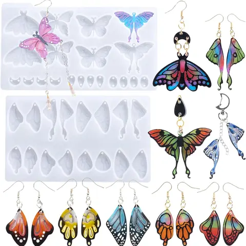 Resin Earring Molds, 2 Count Resin Molds Silicone with Butterfly Moth Wings Shapes, Silicone Molds for Resin Jewelry, DIY Art Craft - LET'S RESIN