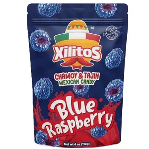 Blue Raspberry Chamoy Gummy Candy - 4oz Blue Raspberry Gummy Rings Chamoy Candy with Chili Lime Coating | Bold Sweet, Spicy, & Sour Gummies | Perfect for Parties & Cravings | Xilitos by Cosmic Freeze