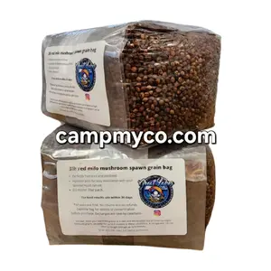 Great Lakes Substrates 2 Pack Sterilized 3lb Red Milo Grain Bags for Mushroom Spawn with 0.2 Micron Filter & Injection Port for Fungi Cultivation - Plant