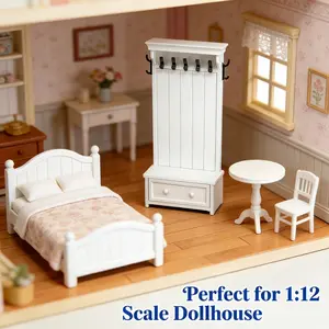 Single-piece, 12-branch wall-mounted coat rack with drawers, suitable for entryways, specially designed for dollhouses, using high-fidelity 3D printing technology. It is extremely versatile and suitable for all miniature food play and photography props