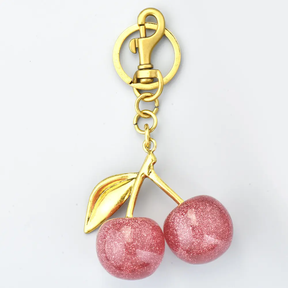BIGWIG Bag Charm, Sparkly Bedazzled Acrylic Cherry Charms for Purses, Cute Mini Handbag Accessory for Women