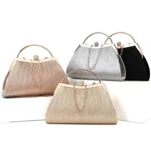 folded metal diamond-studded handbag wedding clutch bag