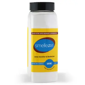 SMELLEZE Urine Super Absorbent, Solidifier & Deodorizer: 2 lb. Powder Rapidly Solidifies Urine & Diarrhea in Pet Loo, Dog Litter Box, Pet Potty Trainer, Portable Urinals/Toilets, Bedpans, etc.