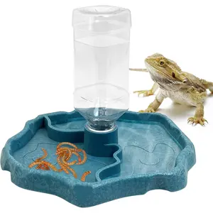 9oz Reptile Water Bottle, Turtle Automatic Feeders Waterer Food and Water Bowl pet Dispenser Bottle Feeding Dish for Lizard Tortoise Chameleon