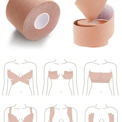 Breast Lift Pads & Firming Tape Set, Boob Pads, Bra, Breathable Chest Enhancer for A-E Cups, Party Style Fitness Accessories, All Seasons Use, Lift Padding