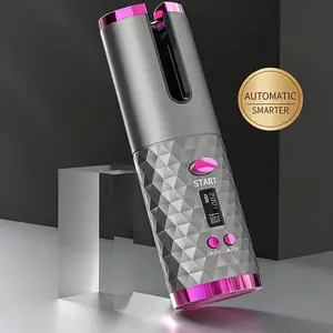 Wireless Automatic Hair Curler 2-in-1 Cordless Curling Iron with Built in Power Bank Portable for Travel Adjustable Heat Settings and Timer for All Hair Types Create Beach Waves or Bouncy Curls at Home