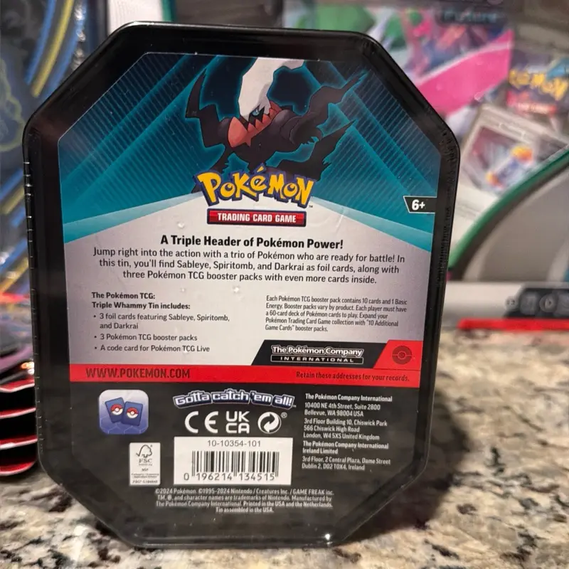 Pokemon TCG Triple Whammy Tin Darkrai - Includes Foil Card & 3 Booster Packs - Features Larvitar Pupitar Tyranitar Sableye Spiritomb & Slakoth Vigoroth Slaking - Perfect for Collectors - TikTok Shop Pokemon TCG Triple Whammy Tin Darkrai - Includes Foil Card & 3 Booster Packs - Features Larvitar Pupitar Tyranitar Sableye Spiritomb & Slakoth Vigoroth Slaking - Perfect for Collectors - TikTok Shop