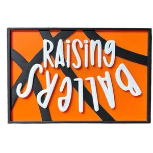 Velcro Bag Patch - Raising Ballers Basketball with Hook Side Adhesive 2”x3”