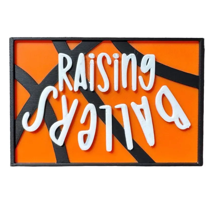 Velcro Bag Patch - Raising Ballers Basketball with Hook Side Adhesive 2”x3”