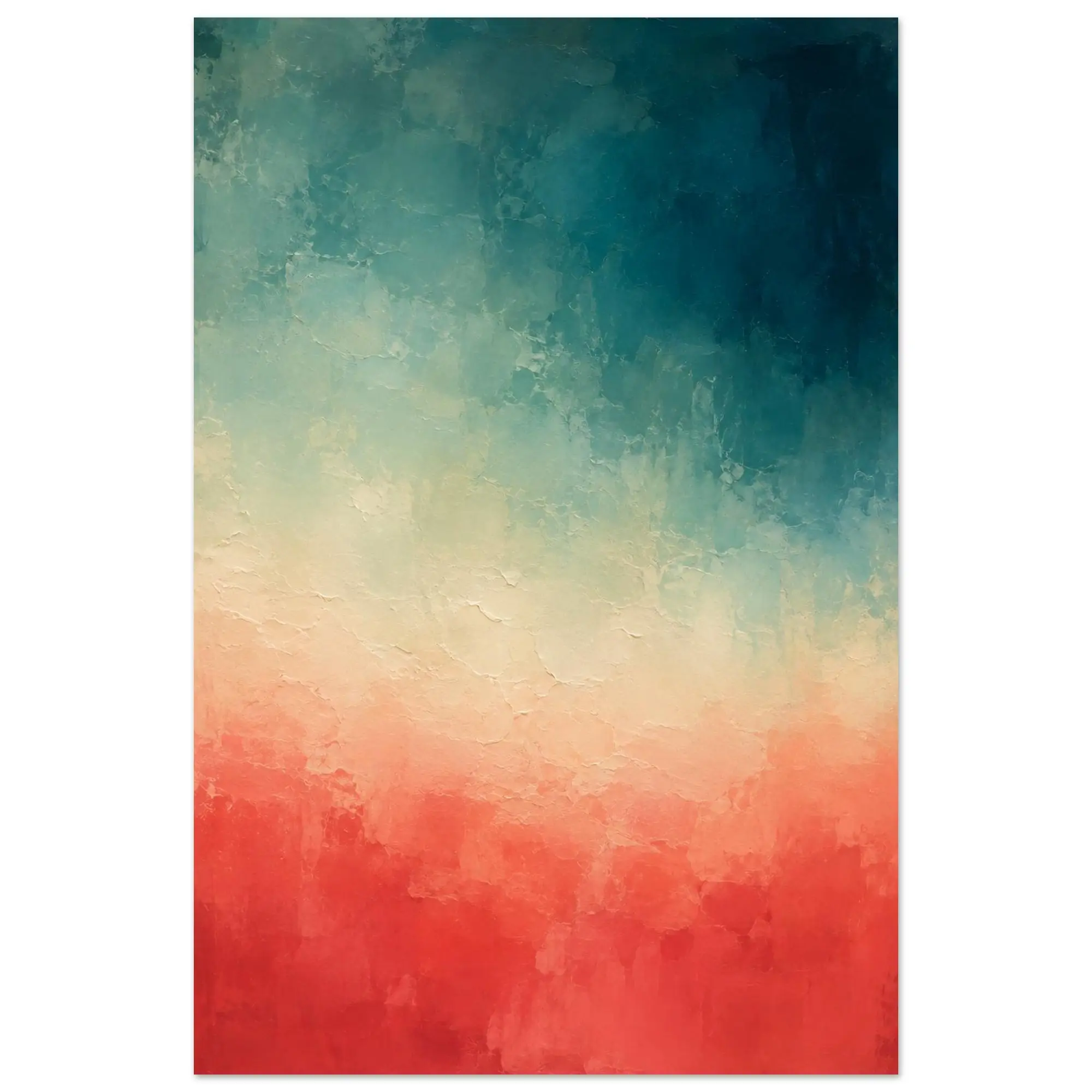 Teal Coral Abstract Wall Art Matte Poster Blue Peach Ombre Art Coastal Modern Minimalist Print Ocean Inspired Living Room Bedroom Wall Decor (Poster)