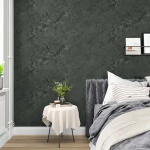 Concrete Wallpaper Peel and Stick Dark Grey Contact Paper for Countertops 17.7" x 118" Self Textured Cement Wall Paper for Bedroom Living Room Limewash Wallpaper