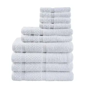 10 Piece Towel Set with Upgraded Softness & Durability, Light Grey