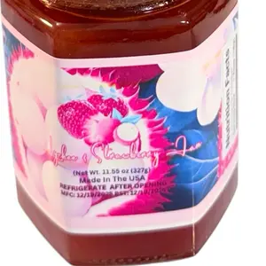 Lychee & Strawberry Jam - New and Bigger Jar with Red and White Checkered Lid Flavor Sweet and Savory Dip
