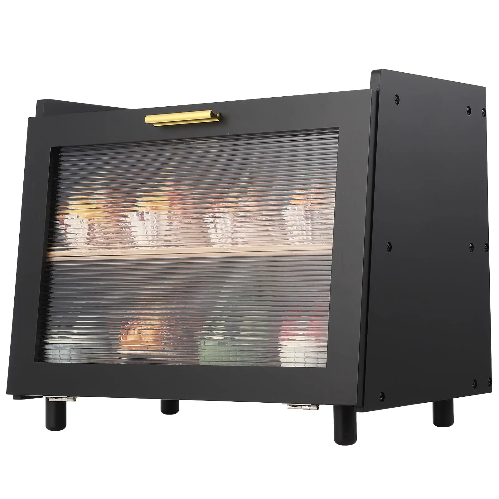 Garvee Airtight storage and farmhouse design – Double-layer bamboo bread box for the kitchen with a front window; ideal for bread, rolls, and muffins; large capacity; rustic black style.