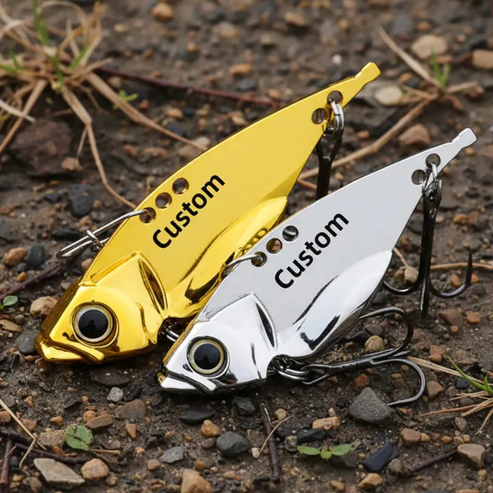 Custom Name Sinking VIB Blade Bait, Zinc Alloy Fishing Lure with Treble Hooks, Valentine Gift for Anglers