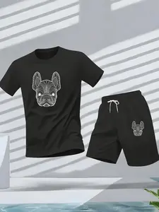Street Style Print T-Shirt and Shorts Set for Men, Loose Fit Casual Sports, Couple Summer Wear, Two-Piece Set