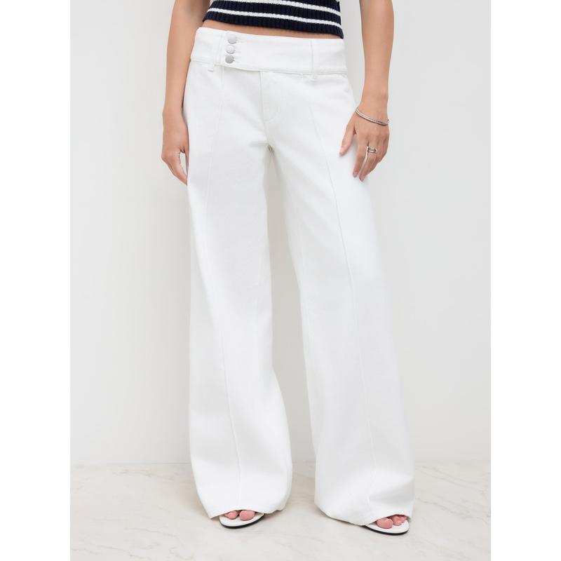 Cider Denim Low Rise Baggy Jeans - Fitted Minimalist Basic Trouser for Womenswear Streetwear