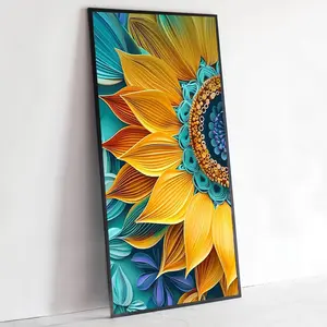 Sunflower Pattern DIY Diamond Arts Colorful Painting Kit without Frame, DIY Full Round Drill Diamond Arts Colorful Painting Kit, Wall Art Decor for Home