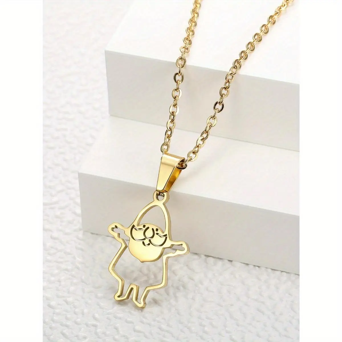 Women's 2-Piece Christmas Santa Claus Chain Necklaces - Unisex Elegant Geometric Stainless Steel Pendant Jewelry, Casual Party Anniversary Gift, Chain Jewelry Necklaces, Steel Chain