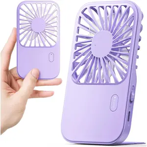 Mini Portable Handheld Fan, Small Personal Rechargeable Hand Held Fan with Foldable Stand, Lanyard, 3 Speeds for Girls Kids, Makeup Lash Gadget Stylish Travel Essentials Gifts for Women (Pink)