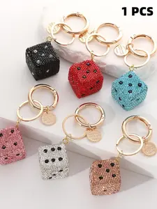 Crystal Dice Keychain with Tag, Unisex Perfect Gift, Unique Design for Daily Use, Car Key Chain, Phone Strap, Birthday Present, Pendant Keychain, Keychain for Bags