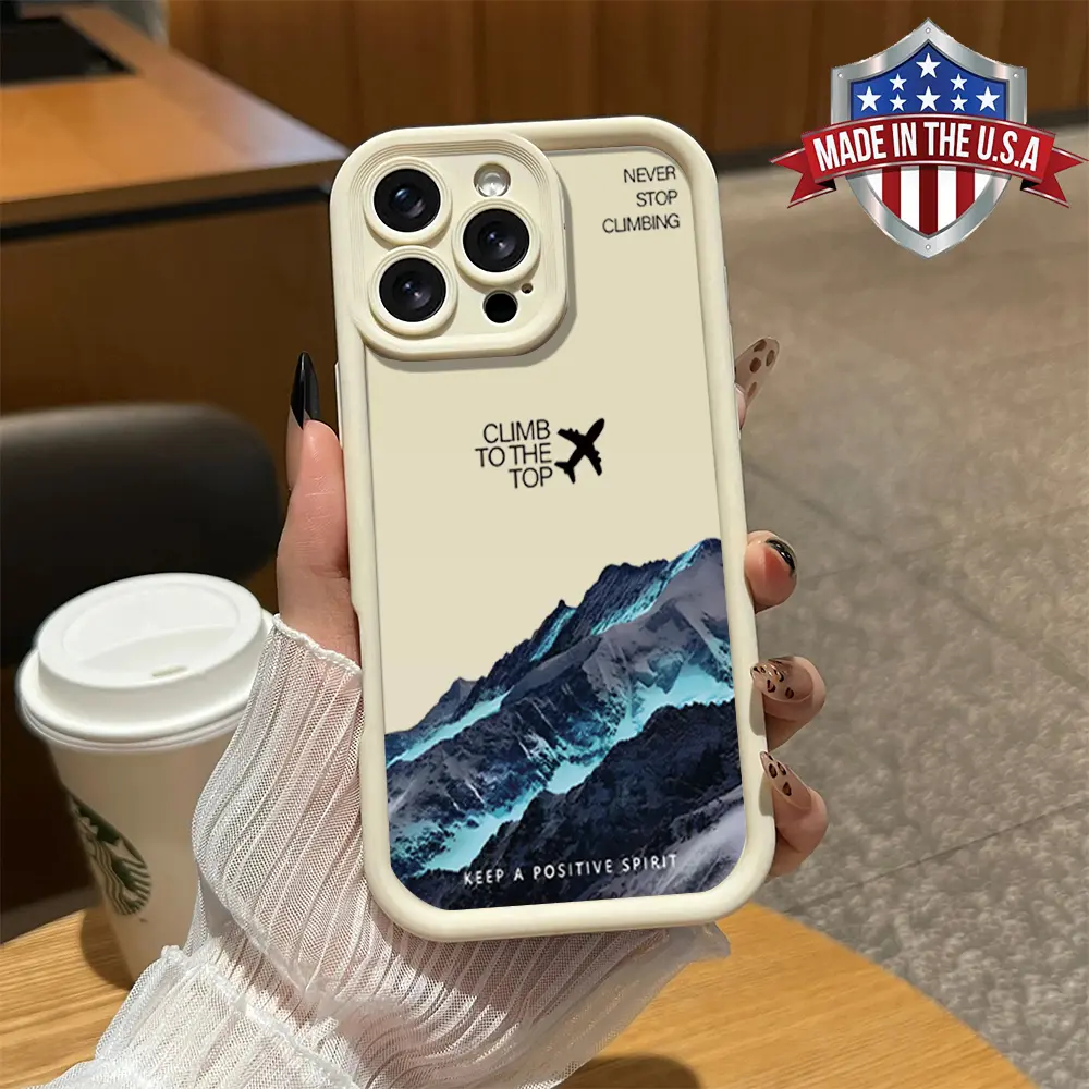 Cool Mountain Landscape Airplane Motivational Quote Trendy Pattern Aesthetic Phone Case for iPhone Samsung 17 16 15 14 Pro Max 13 12 11 XR XS Plus Air Galaxy S26 S25 S24 S23 S22 S21 Ultra Shockproof Anti Drop anti-fall Durable Impact Resistant Anti Scratc