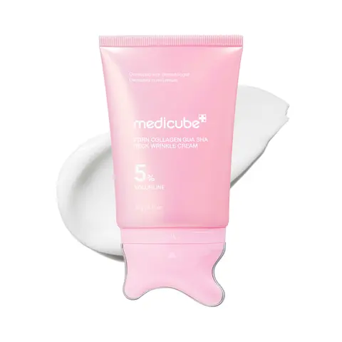 [NEW] [medicube] PDRN Collagen Gua Sha Neck Wrinkle Cream | Built-In Gua Sha Massager with Volufiline 5% + PDRN | Firming, Contour Care for the Look of Fine Lines, Jawline, Neck, Décolleté,Underarms, Chest, Legs, Shoulder | Massage Cream | Korean Skincare