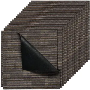 Interlocking Carpet Tiles Reusable 24x24 Inch 24-Pack Modular Rug Soft Padded Gray Brown For Home Office Basement DIY Flooring Durable Underlayment With Easy Interlock System And Quick Tool-Free Installation And Reconfiguration