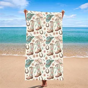 Western Cowboy Beach Towel 31x51 Inches, Sand-Free Super Soft Quick-Dry Bath Towel, Absorbent Lightweight Pool Towel for Swimming Bathroom Decor Travel Towels Quick Drying Absorbent
