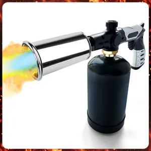 Propane Torch Flame Thrower, High Output Weed Burner Blow Torch with Adjustable Flame, Multipurpose Campfire Starter for BBQ, Searing Steak, Weeding & Ice Melting kitchen bake