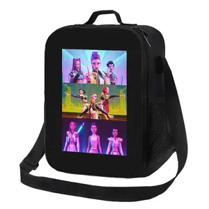 Kpop Anime Cartoon Pattern Lunch Bag, Large Capacity Picnic Bag that can be carried by hand or over the shoulder.