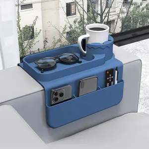 Couch Cup Holder Tray - Silicone Anti-Spill & Anti-Slip Drink Holder for Sofa, Weighted Design for Phones, Remotes, Snacks, and Cups - Durable & Versatile Couch Accessory