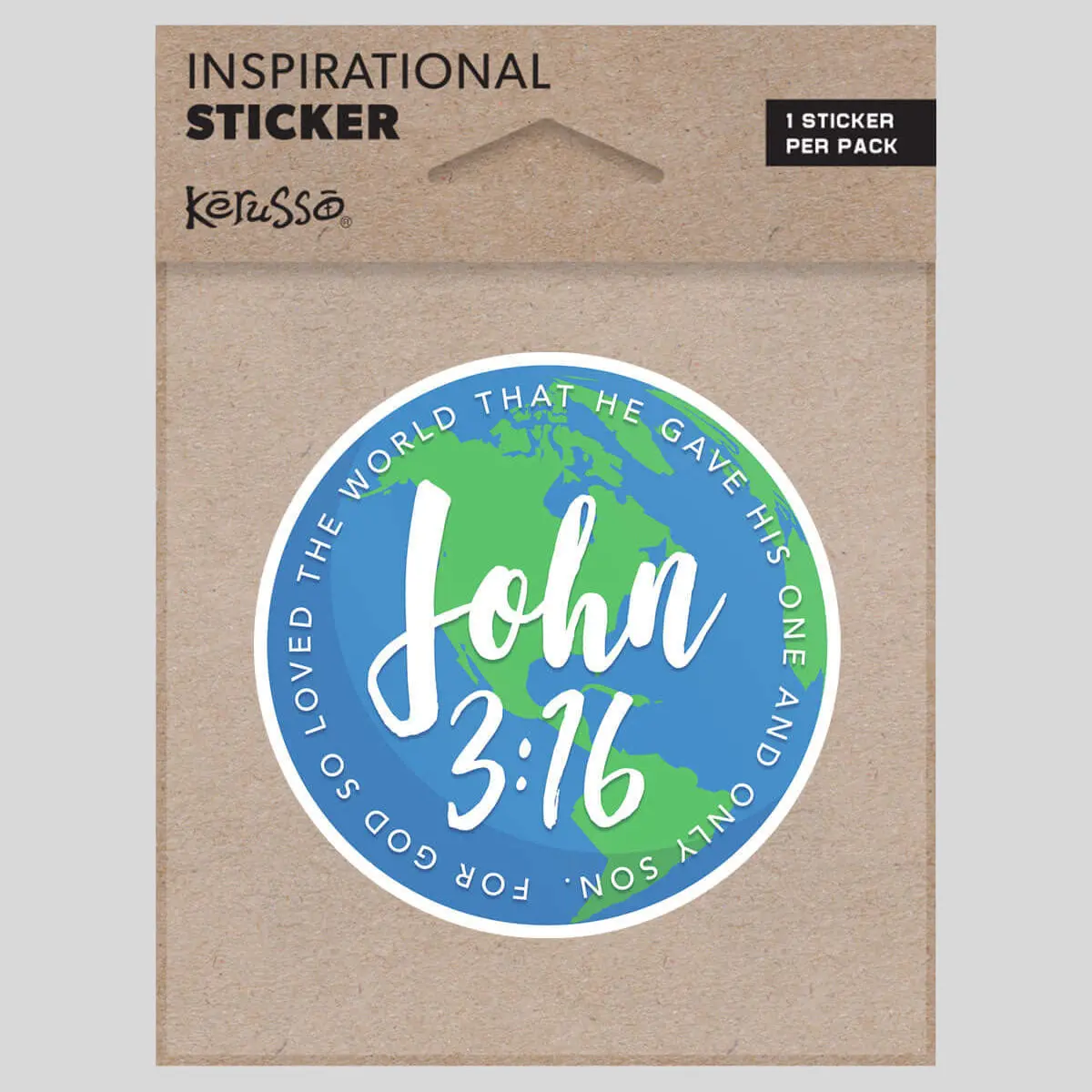 Kerusso John 3:16 Inspirational Message Vinyl Sticker, 3" x 3" Single Sticker for Bike, DIY Scrapbooking & Stamping Projects