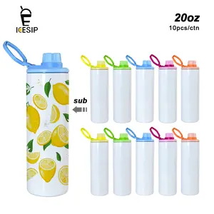 Icesip 20 OZ Sublimation stainless steel sports tumbler 10pcs/carton with rubber bottom, shrink-wrapped, high temp tape for business diy gift