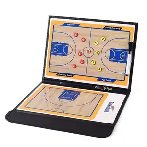 Foldable PU leather basketball tactical board, portable magnetic coach tactical board, foldable sports team training tactical teaching aid, basketball coach preparation/planning tool