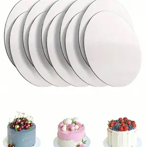 1-5pcs White Round Cake Board Corrugated Cardboard Cake Base For Bakery Baking Cake DIY Dessert Wedding Celebration Birthday Banquet Snack Board Cupcake Display Food Tray Theme Party Cake Decoration Supplies Cake Decorating Supplies