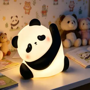 UFORU Cute Panda Night Light, LED Squishy Novelty Animal Night Lamp, 3 Level Dimmable Nursery Nightlight for Breastfeeding Toddler Baby Kids Decor, Cool Gifts Kids (Panda Pangda)