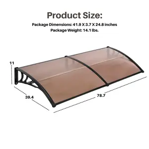 Brown Spliced Door Awning with Black Metal Frame - Exterior Entrance Cover for Weather Protection