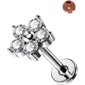 G23 Titanium Cartilage Earring Studs 16G Forward Helix Earrings Opal Flat  Nose Stud CZ Opal Lip  Threadless Push in Medusa