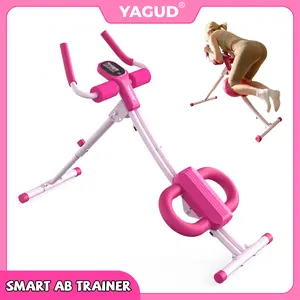 Foldable Ab Trainer Machine with LCD Monitor, 440 lbs Weight Capacity, Adjustable Core Workout Equipment for Abs, Arms & Legs, Home Gym Fitness for Women