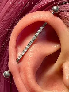 Industrial Scaffold Barbell in Surgical Steel, Cz Surface, Cartilage Earring, Body Piercing Jewelry, 38mm, Unisex Design