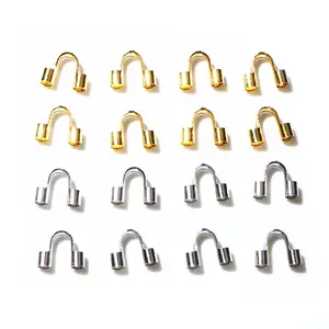 50pcs Stainless Steel Gold Color Wire Protectors Guard Guardian Protectors Loops U Shape Clasps Connector For Jewelry Making