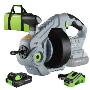 #SpringGlowUp WORKPRO 20V Electric Drain Auger, 25Ft Plumbing Snake Drain Hair Removal Tool Set with 2.0AH Battery and Charger, Toilet Snake for Sewer, Bathroom, Sink, Drain Snake 3/4"-2" Pipe