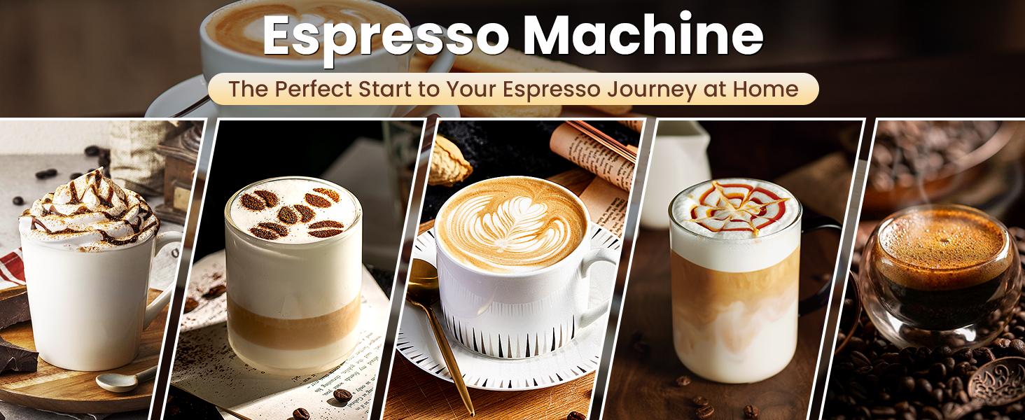 Espresso Machine 20 Bar, Compact Coffee Maker with Stainless Steel Design & Steam Milk Frother, 34oz Removable Water Tank for Lattes & Cappuccinos, Silver